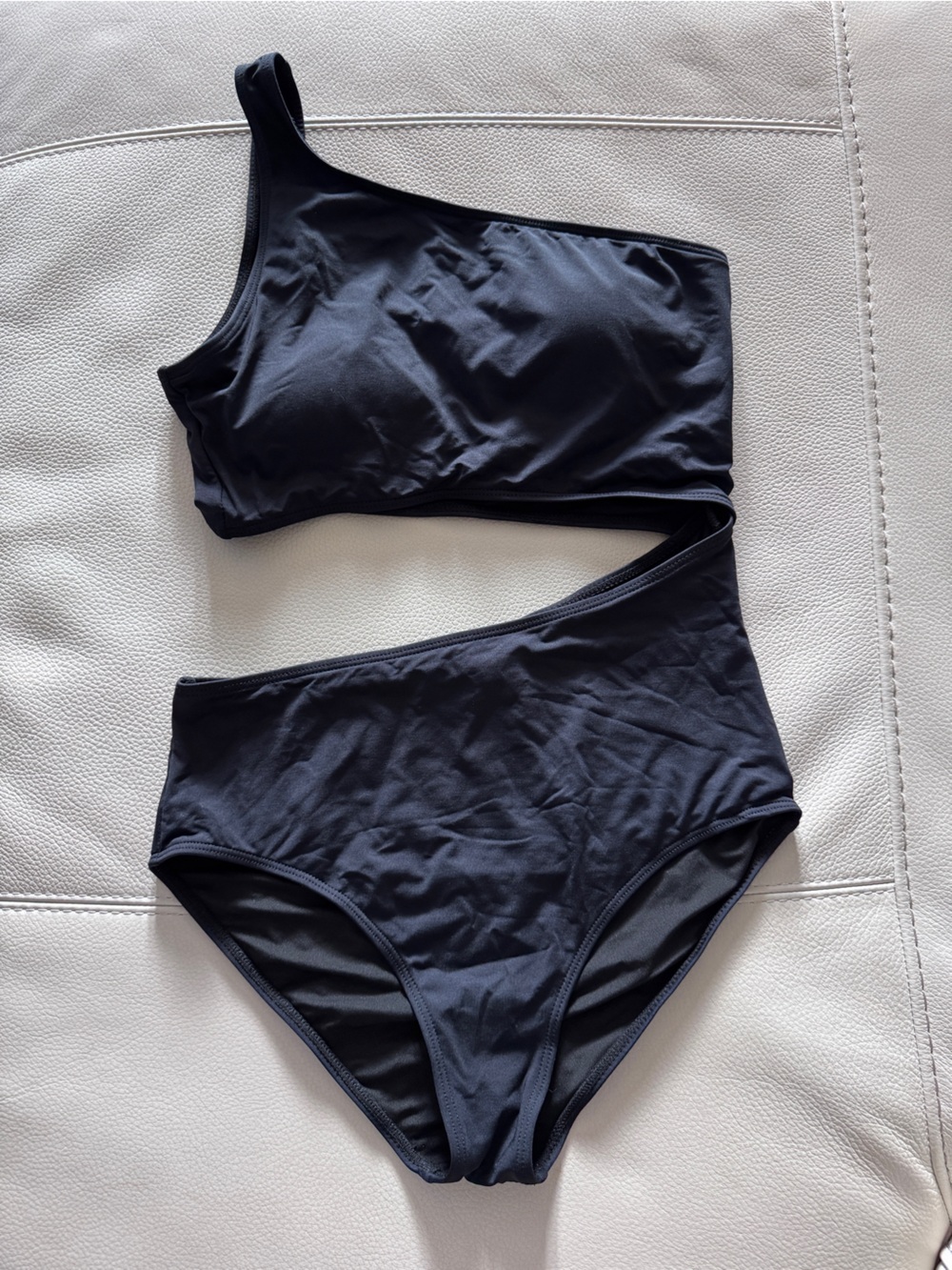 Women’s One Shoulder Black One Piece Cutout Swimsuit - size M